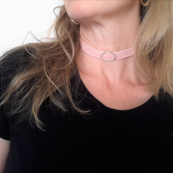 PINK Infinity Choker Simulated Diamonds Pendent Necklace Glam Prom Wedding NEW! - Picture 7 of 11